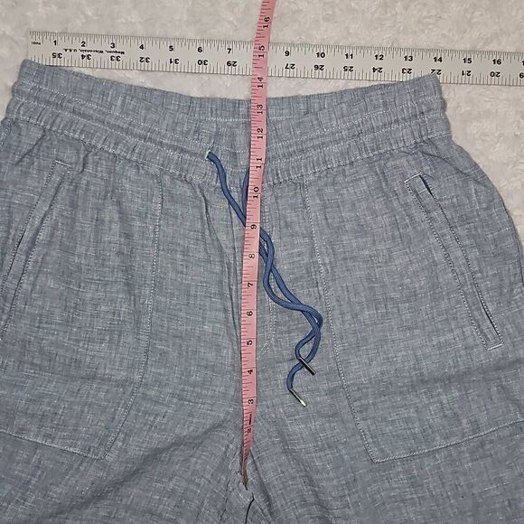 Athleta Retreat Linen Jogger Size 10 Womens Chambray Blue Drawstring Pull On - Picture 5 of 9